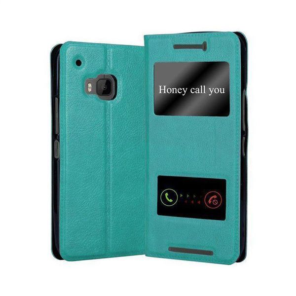 Cadorabo Custodia Protettiva Per Htc One M9 Custodia In Turchese Custodia Per Telefono Cellulare Custodia A Libro Custodia Cover-image