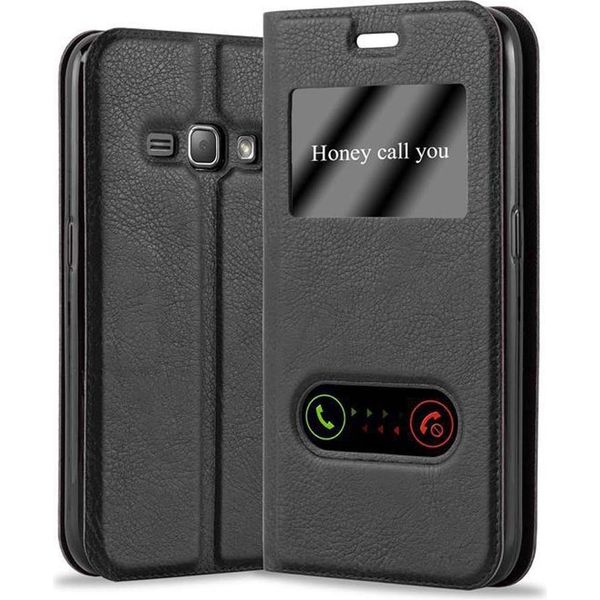 Cadorabo Custodia Protettiva Per Samsung Galaxy J1 2015 Cover In Nero Custodia Del Telefono Cellulare Custodia A Libro Cover Case-image