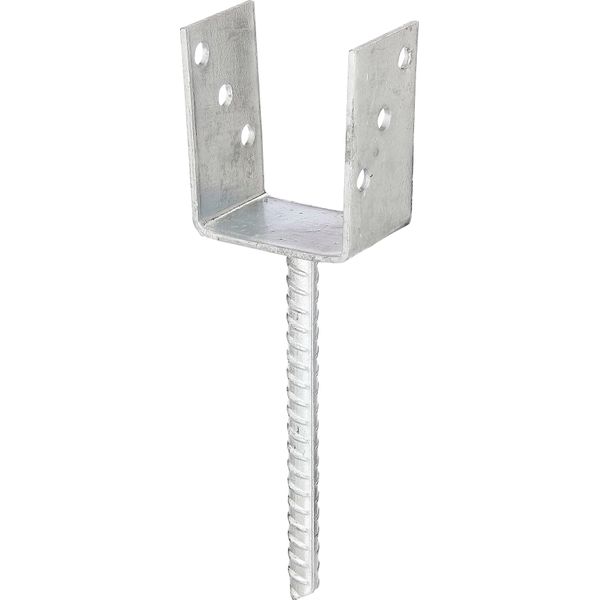 U-PfostenträGer Alberts, Grau (Feuerverzinkt), B:9,1Cm T:6Cm, Stahl, Bodenanker, Feuerverzinkt, Lichte Breite 91 Mm, LäNge Betonanker 200 Mm-image