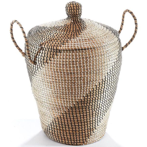 Flechtkorb Locker, Beige (Natur), H:60Cm Ø:45Cm, Seegras, Aufbewahrungsboxen, Flechtkorb-image