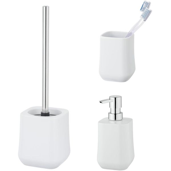 Badaccessoire-Set "»Adine«", Weiß, Edelstahl, Keramik, SchÖNer WOHNEN-KOLLEKTION, Badaccessoires-Sets, Aus Keramik, Mit Zahnputzbecher, Seifenspender Und Wc-Garnitur-image