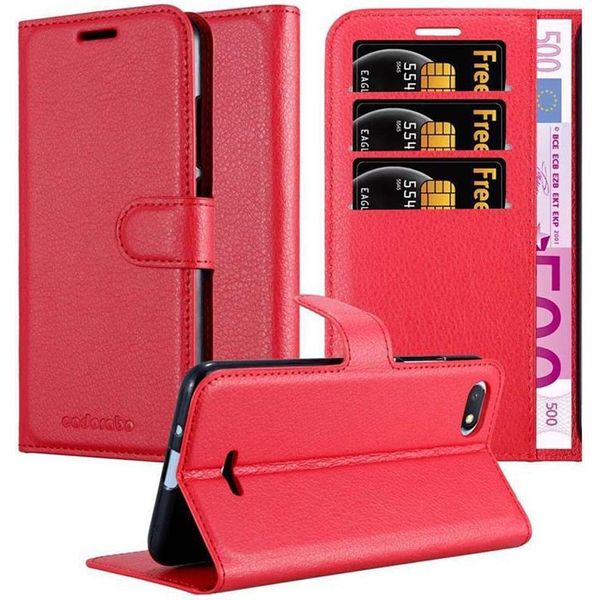 Cadorabo Custodia Per Xiaomi Redmi 6A Cover Protettiva In Rosso Custodia Per Cellulare Cover Chiusura Magnetica-image