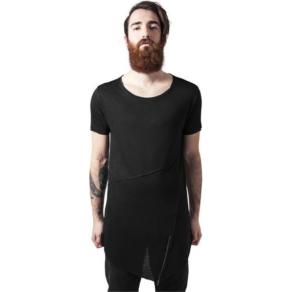 T-Shirt Da Uomo Urban Classics Long Open Edge Front Zip Tee Nero - Xs-image