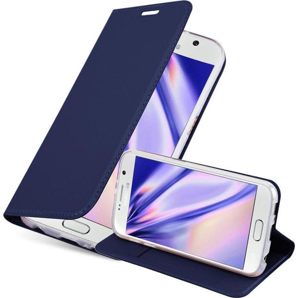 Cadorabo Custodia Per Cellulare Per Samsung Galaxy S6 Custodia Protettiva In Blu Cover Etui Book Case Booklet-image