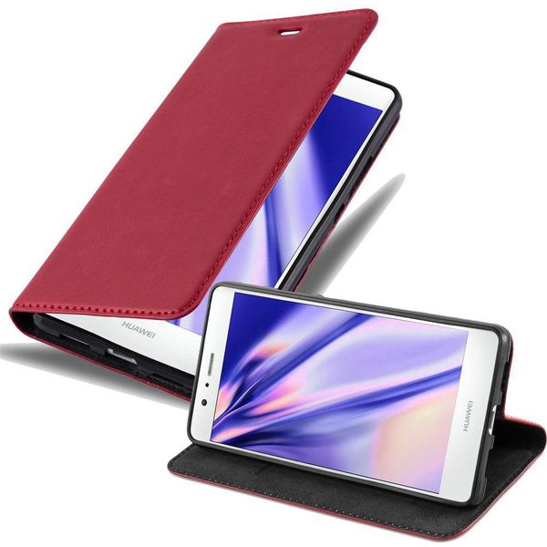 Cadorabo Custodia Per Huawei P9 Lite 2016 / G9 Lite Custodia Protettiva In Rosso Custodia Per Cellulare Cover Chiusura Magnetica-image