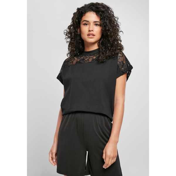 Urban Classics - Top Corto In Pizzo Oversize Da Donna Schwarz - Xl-image