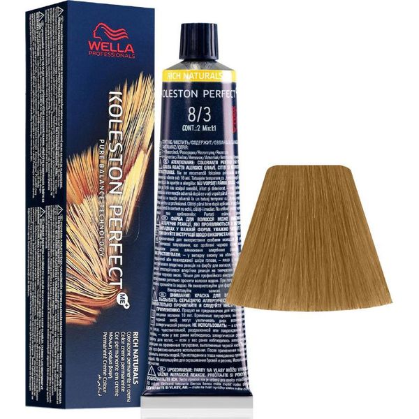 Wella Koleston Perfect Me+ Rich Naturals 8/3 Biondo Chiaro Dorato 60Ml-image