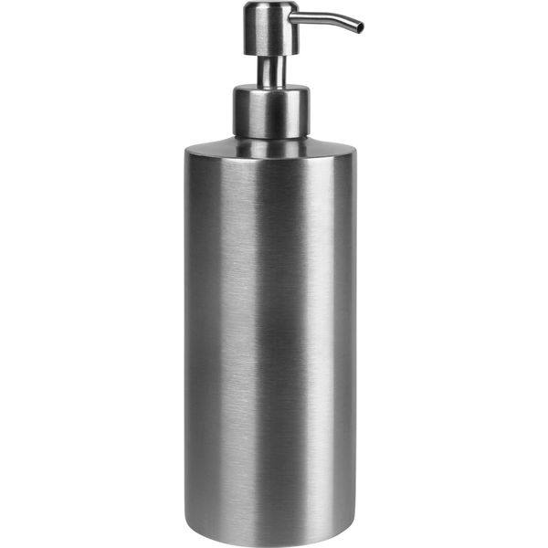 Quvio Distributore Di Sapone - Pompa Di Sapone - Distributore Manuale Di Sapone - Sapone Per Le Mani - Porta Sapone - Acciaio Inox - Indipendente - 550 Ml - 7 X 7 X 21 Cm (Lxwxh) - Argento / Grigio-image