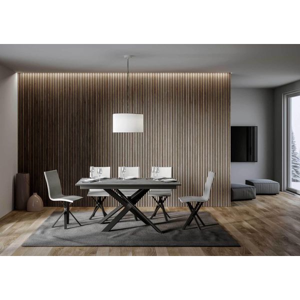 Itamoby - Tavolo Allungabile 160/220X90 Cm Ganty Cemento - Bordo Antracite Telaio E Gambe Antracite-image