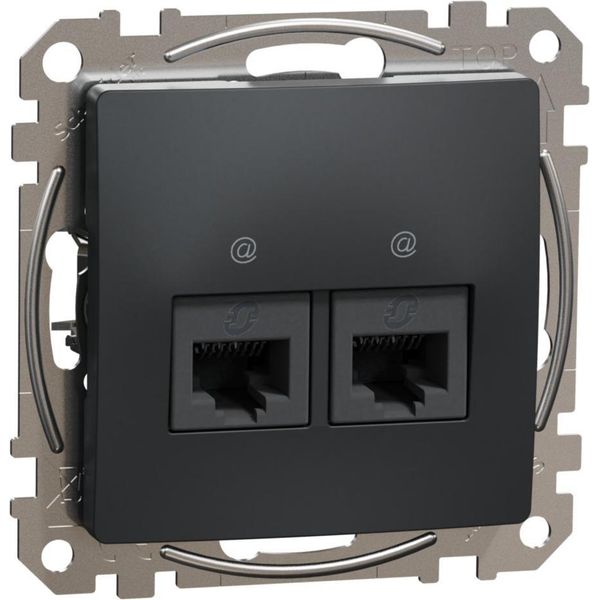 Presa Doppia Per Computer 2Xrj45 Cat.5E Nero Antracite Sedna Design&Elements SDD114452-image
