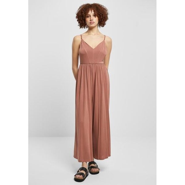 DáMský Overal Urban Classics Ladies Modal Spaghetti Jumpsuit Terracotta - 5XL-image