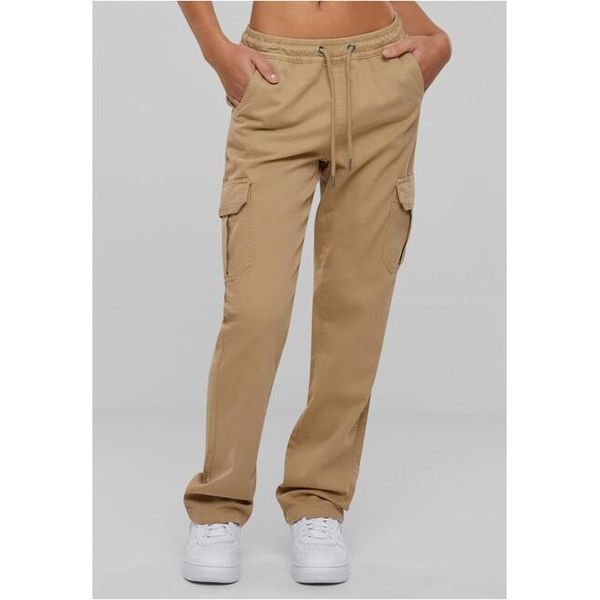 Urban Classics Donna Pantaloni Cargo In Twill A Vita Alta Unionbeige - L-image