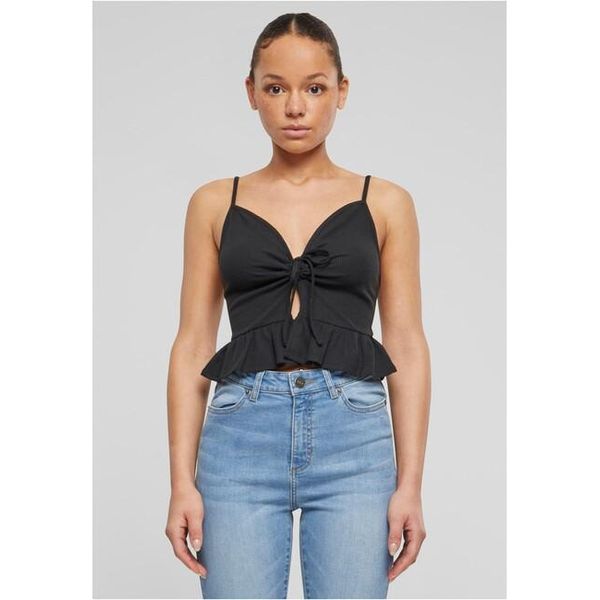 Urban Classics Donna Waffle Pique Ruffle Top Nero - Xxl-image