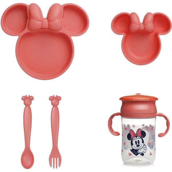 Set Di Stoviglie Per Bambini Disney Minnie - Piatto Diviso - Ciotola - Cucchiaio - Forchetta E Tazza 360° - Design Divertente E Pratico Per Le Pappe Dei Bambini-image