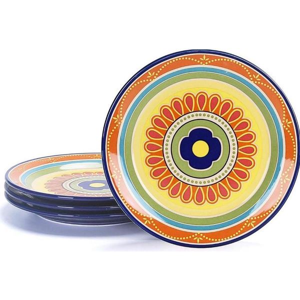 Bico Tunisian Set Di Piatti Da Insalata In Ceramica Da 22 Cm Set Di 4 Piatti Per Insalate E Antipasti, Lavabili In Microonde E In Lavastoviglie-image