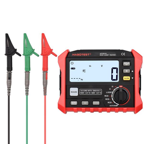 Habotest HT5910 Tester Digitale Rcd, Misuratore Di Resistenza E Tensione Lcd Da 4,7" Con Retroilluminazione E Memoria Dati"-image