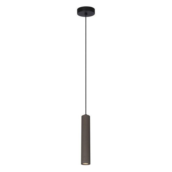Lampada A Sospensione Moderna Per La Cucina Soggiorno Sopra L'isola Tubo Rotondo Marrone A Strisce 1Xgu10 10W Rilok Italux-image