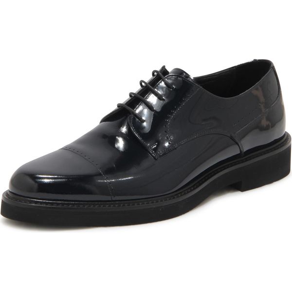 O3552 Scarpa Allacciata Uomo Rossi Man Patent Shoes Blue-image