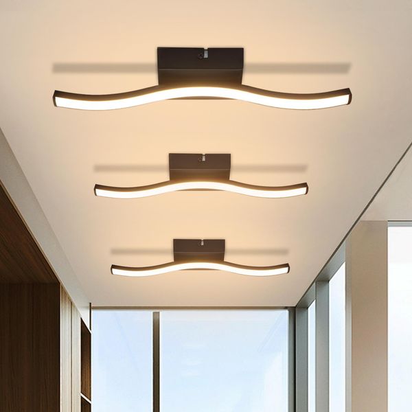 Zmh 3ER Lampada Da Soffitto Camera Da Letto Plafoniera Soggiorno Moderno Camera Da Letto Lampada Nera 6W Cucina Lampada Onde Interne Design Soggiorno Lampada 3000K Bianco Caldo Led Illuminazione A Soffitto Per Cucina Corridoio-image
