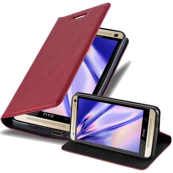 Cadorabo Custodia Per Htc One M7 Custodia Protettiva In Rosso Custodia Per Cellulare Cover Chiusura Magnetica-image