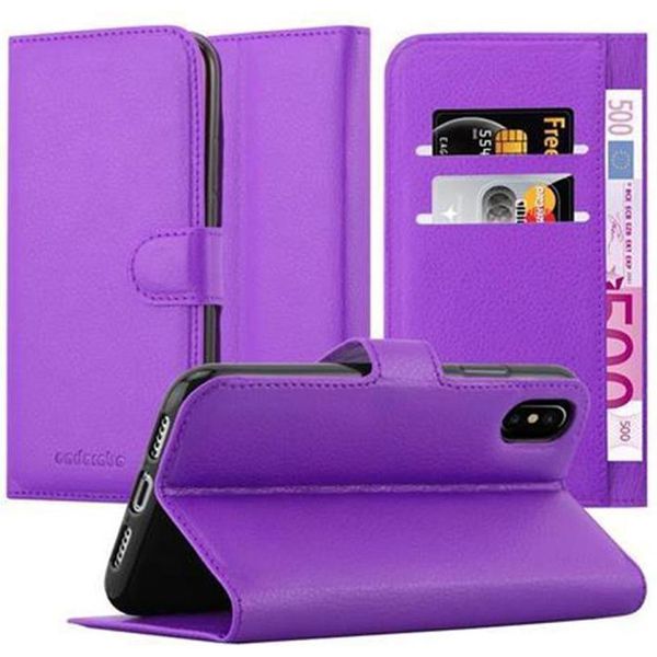 Custodia Cadorabo Per Apple Iphone X / Xs Custodia Protettiva In Viola Custodia Per Cellulare Cover Chiusura Magnetica-image