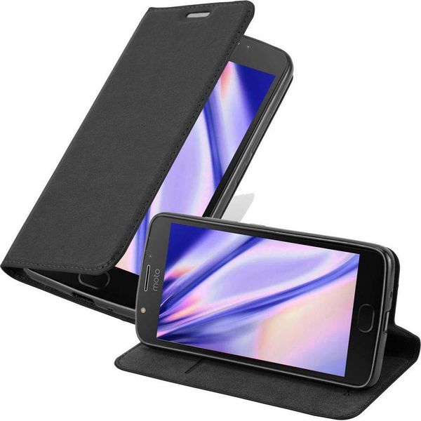 Cadorabo Custodia Per Motorola Moto E4 Plus Cover Protettiva In Nero Custodia Per Cellulare Cover Chiusura Magnetica-image