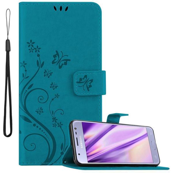 Cadorabo Cover Per Samsung Galaxy J3 2017 Cover Protettiva In Blu Cover Protettiva Cover Per Telefono Cellulare Custodia Fiori Custodia Fiori-image