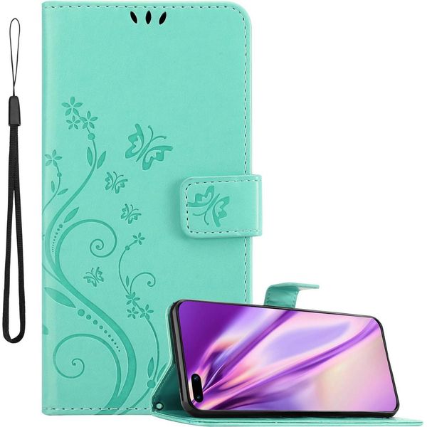 Cadorabo Cover Per Huawei P40 Pro / P40 Pro+ Cover Protettiva In Turchese Cover Protettiva Cover Cellulare Cover Case Fiori Fiore-image
