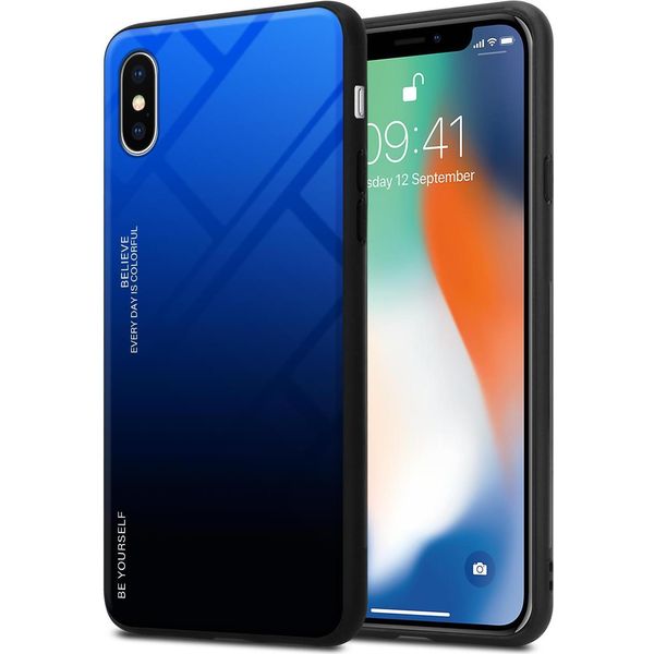 Cadorabo Custodia Per Apple Iphone X / Xs Custodia Protettiva In Nero Custodia Del Telefono Cellulare Custodia Tpu Cover Vetro Temperato Custodia-image