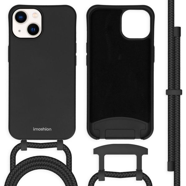 Custodia Iphone 14 Cover Protettiva Colore Con Cinturino Staccabile In Silicone Nero Imoshion-image
