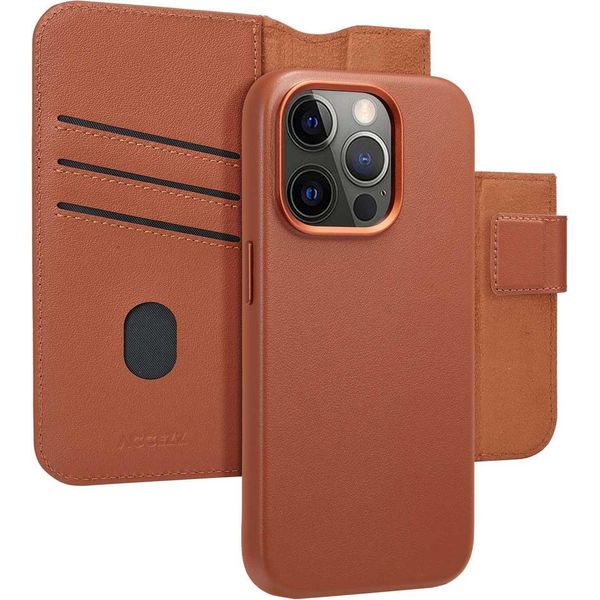 Cover Per Iphone 15 Pro - Vera Pelle - Accezz Flip Cover/2 In 1 Case - Marrone-image