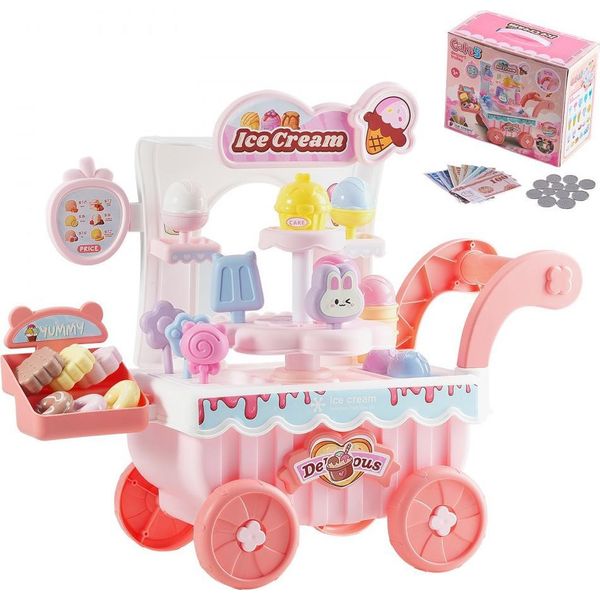 Set Di Giocattoli Furgone Dei Gelati 27 Pezzi - Gelateria Per Bambini Rosa - Con Effetti Sonori - Adatto Per Bambini Dai 3 Anni In Su-image