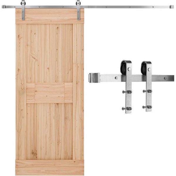 Sistema Di Porte Scorrevoli Da 150 Kg - Ferramenta Per Porte Scorrevoli Con Binario Da 2,44 M - Set Di Porte Scorrevoli Color Argento-image
