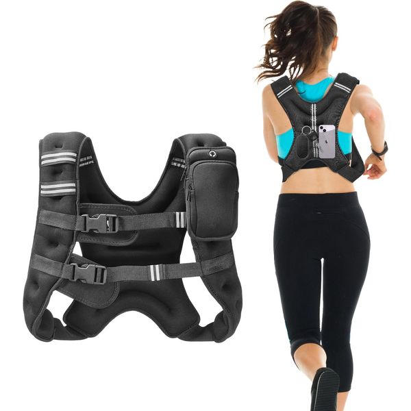 Gilet Per Pesi Evor 7,32 Kg Con Striscia Riflettente, Fibbia Regolabile, Gilet Per Pesi Corporei Per Uomo E Donna, Dispositivo Di Allenamento-image