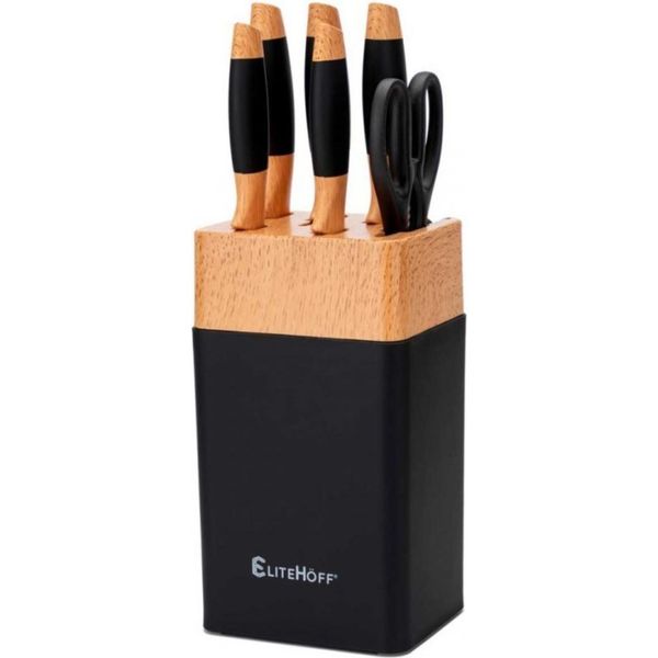 Elitehoff Set Di Coltelli Da Cucina In Un Supporto Con Un Affilatore E6266-image