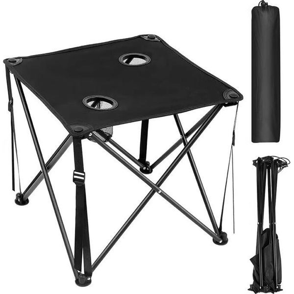 Tavolo Da Trekking Tavolo Da Campeggio Pieghevole Nero Copertura 50Cm-image