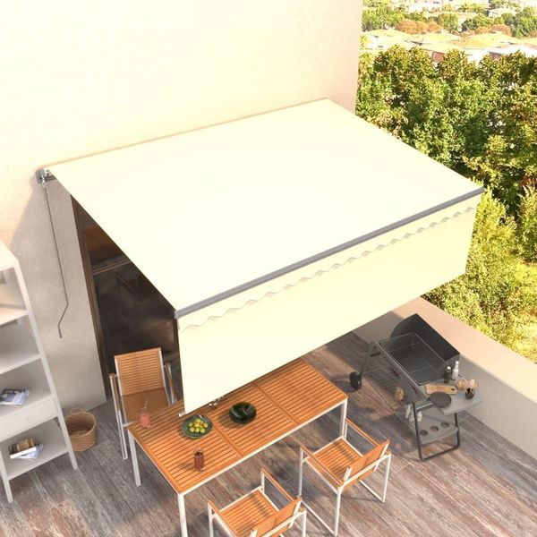 The Living Store Tenda A Scomparsa Manuale Con Tenda A Rullo 4X3 M Crema-image