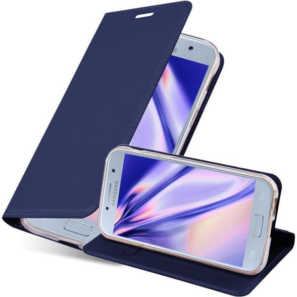 Cadorabo Custodia Per Cellulare Per Samsung Galaxy A3 2017 Custodia Protettiva In Blu Cover Etui Book Case Booklet-image