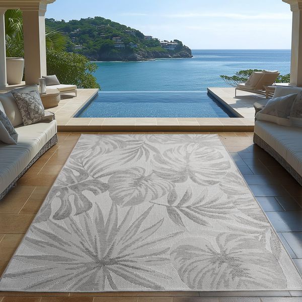 Carpetsale24 Tappeto Da Esterno Impermeabile E Resistente Ai Raggi Uv Ideale Per Cucina Balcone Terrazza Giardino Soggiorno, Dimensioni: 140X200 Cm-image
