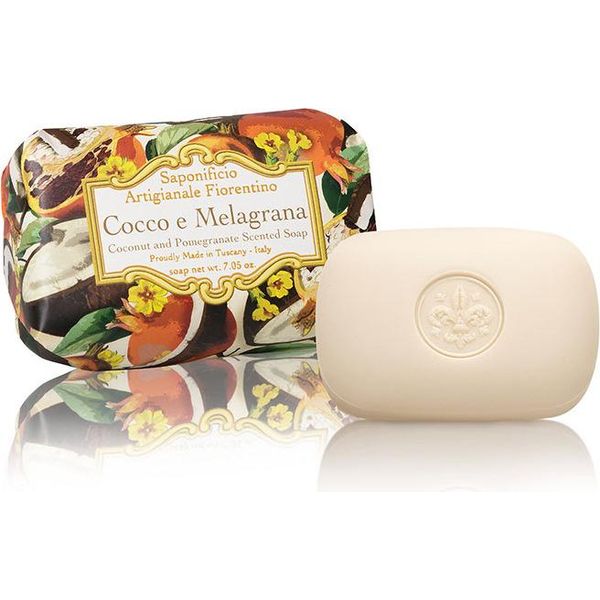Saponificio Artigianale Fiorentino Sapone Artigianale Al Cocco E Melograno Amorevolmente Confezionato In Carta Regalo 200 G-image