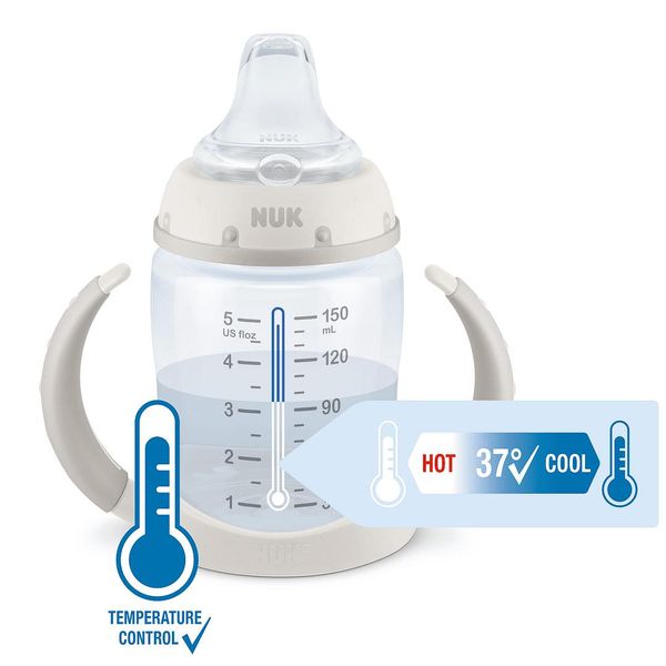 Bottiglia Nuk Di Prima Scelta In Pp Con Controllo Della Temperatura 150 Ml. Con Beccuccio Per Succo In Silicone Mickey Grey-image
