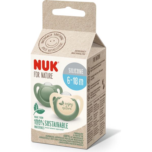 Succhietto Nuk For Nature 10176299 | Silicone Sostenibile | 6-18 Mesi | 2 Pezzi-image