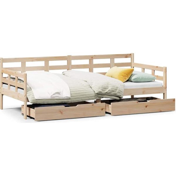 Vidaxl Letto Da Giorno Con Cassetti 90X190 Cm In Legno Di Pino Massiccio-image