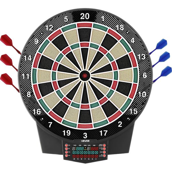Tabellone Elettronico Per Freccette Vevor, Tabellone Elettronico Da 393 Mm Con 43 Giochi E Oltre 320 Varianti Per Un Massimo Di 8 Giocatori, 6 Freccette Con Voli E 50 Punte Di Ricambio, Tabellone Segnapunti A Colori Lcd-image