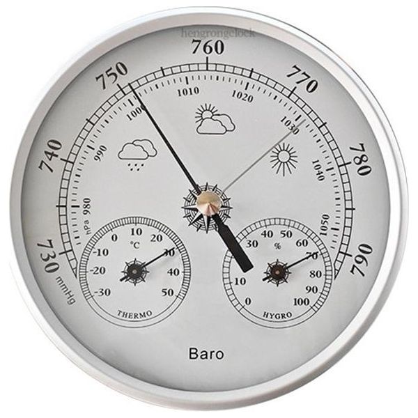 Inf Barometro Analogico 130Mm Con Termometro E Igrometro - Stazione Meteo 3 In 1 Bianco-image