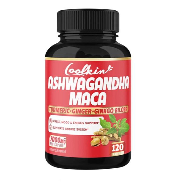 Ashwagandha E Maca 7000 Mg (120 Capsule) Integratore Alimentare, Energia, Resistenza, Muscoli, Forza, Testosterone, Salute Maschile-image