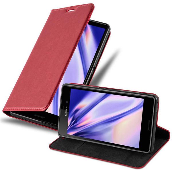 Cadorabo Custodia Per Sony Xperia M4 Aqua Custodia Protettiva In Rosso Per Cellulare Custodia Cover Chiusura Magnetica-image