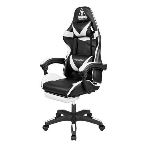 Kruger&Matz KM0790 Sedia Da Gioco Con Poggiapiedi GX-150, Bianco E Nero-image