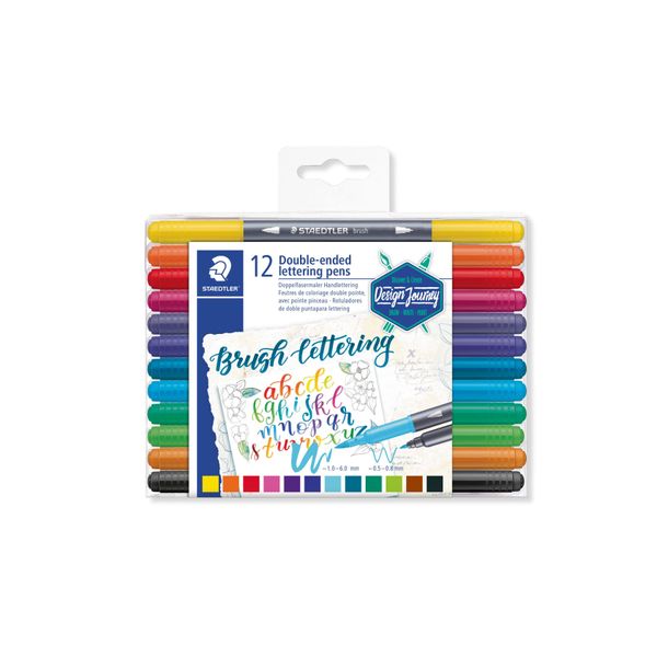 Staedtler® 3004 TB12 Penna A Punta In Fibra Brushletter Duo - 12 Colori, Assortiti-image