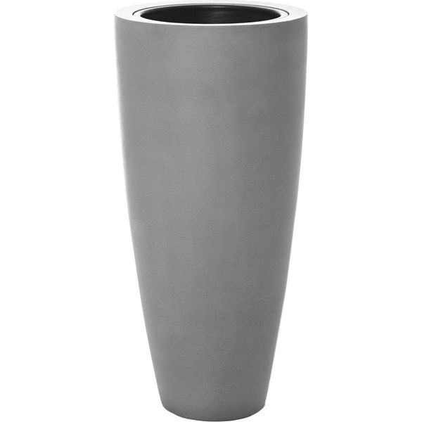 Vivanno Vaso Da Fiori In Fibra Di Vetro City Rotondo, Grigio Cemento Design Cemento - 47X100 Cm-image
